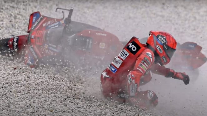 Marc Marquez crash di MotoGP Spanyol 2025 Marc Marquez crash di MotoGP Spanyol 2025
