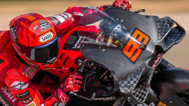 Marc Marquez mencoba aero baru Ducati Desmosedici GP25 Marc Marquez mencoba aero baru Ducati Desmosedici GP25