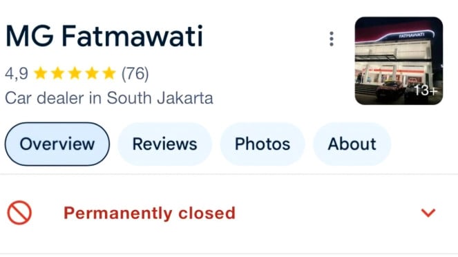 Diler MG Fatmawati tutup permanen Diler MG Fatmawati tutup permanen