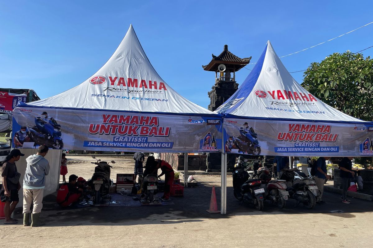 servis motor, banjir, Banjir Bali, yamaha, servis motor gratis, Banjir Bali, Yamaha Buka Posko Servis Gratis