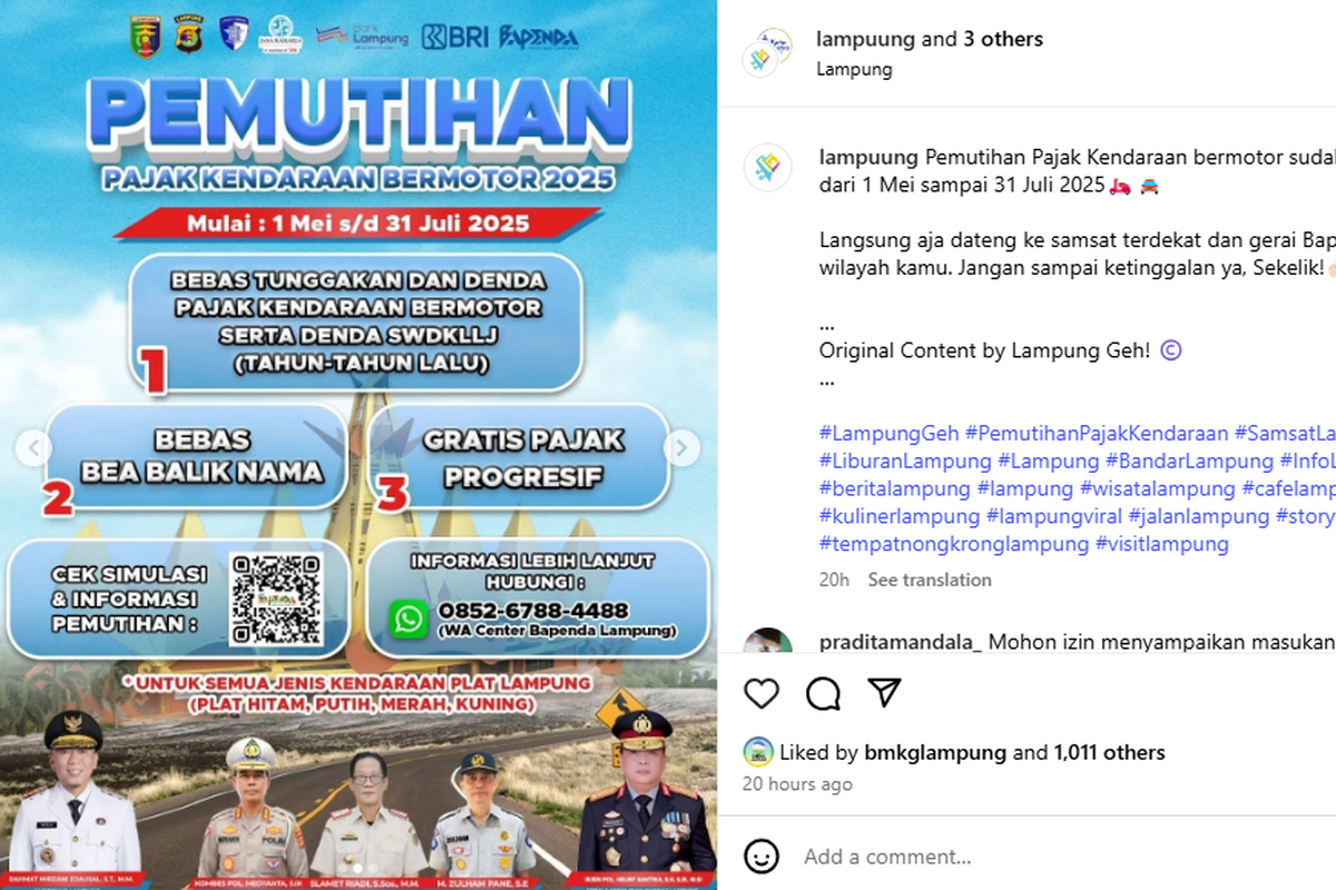 pemutihan pajak, pemutihan pajak kendaraan 2025, syarat pemutihan pajak kendaraan, pemutihan pajak kendaraan di lampung, Ada Pemutihan Pajak Kendaraan di Lampung, Ini Syarat dan Ketentuannya