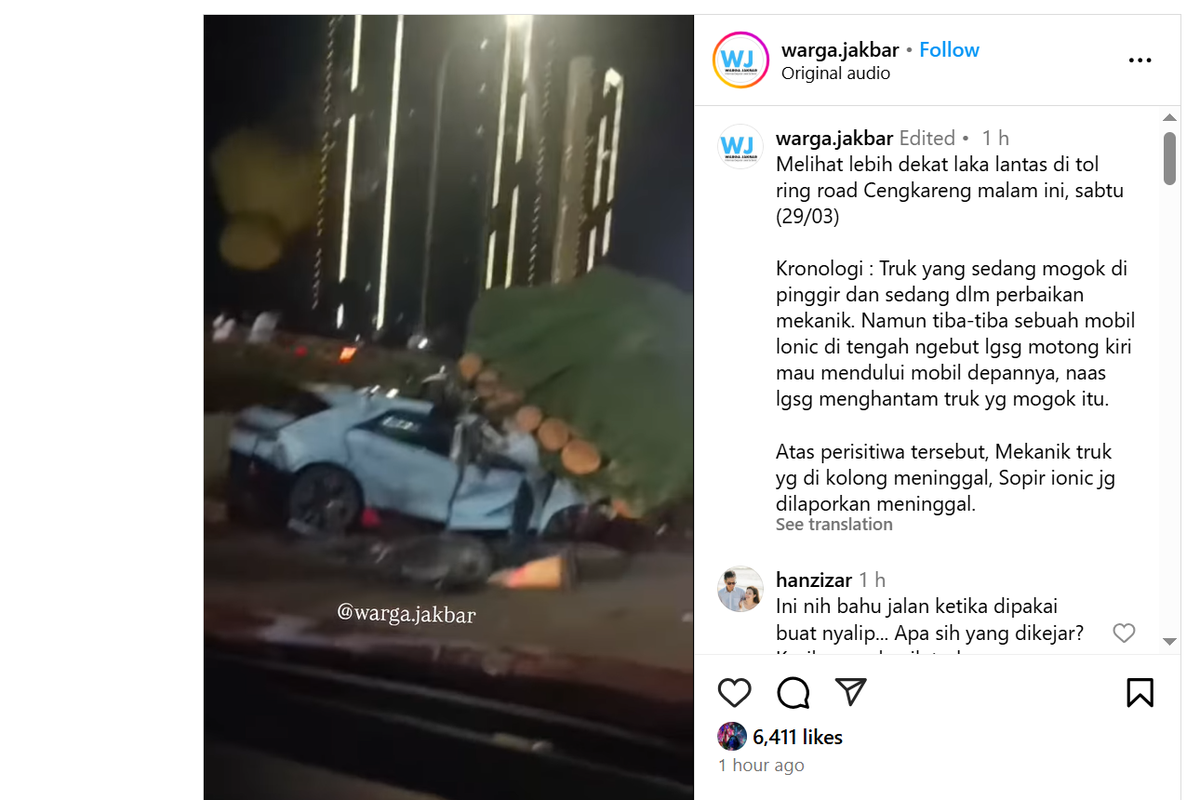 kecelakaan, bahu jalan, Cengkareng, Ring Road, hyundai ioniq 5 n, kecelakaan hyundai ioniq 5, Hyundai Ioniq 5 N Tabrak Truk Mogok di Tol Cengkareng, Tiga Orang Tewas