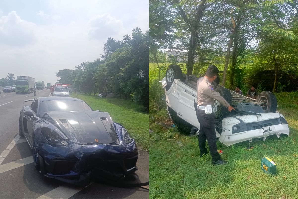 Toyota Rush, Porsche Cayman, kecepatan tinggi, Kecelakaan Tol Sidoarjo, Kecelakaan Tol Sidoarjo: Porsche Ugal-Ugalan Sebabkan Kecelakaan
