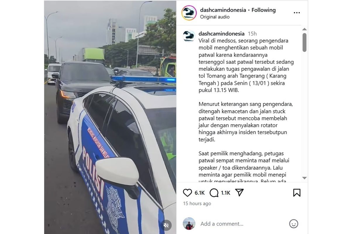 Viral Patwal Polisi Senggol Mobil di Tol Tomang, Ini Sikap Pengendara yang Aman