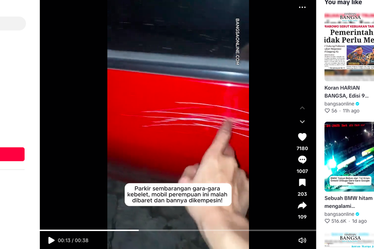 Video viral, kesal, parkir sembarangan, video viral, mobil baret, Dampak Parkir Sembarangan: Mobil Baret, Netizen Berdebat