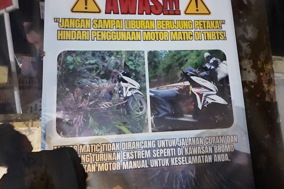 motor matik, Bromo, kecelakaan, rem blong, jalur Bromo, Demi Keselamatan, Motor Matik Dilarang Naik ke Bromo