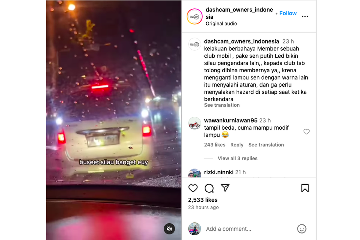 Video viral, Toyota Avanza, Lampu hazard, lampu hazard, video viral, Avanza Milik Komunitas Pakai Lampu Sein Warna Putih, Dicibir Netizen