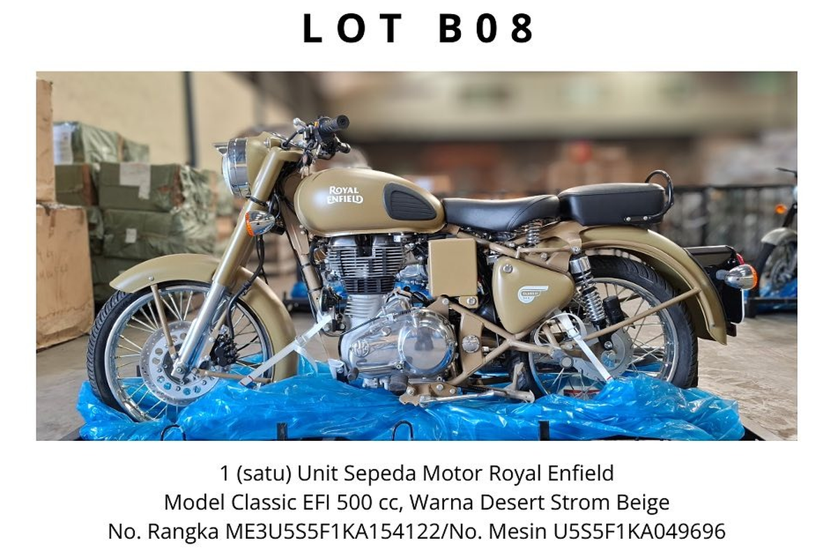 Classic 500, bea cukai, Royal Enfield, Balai lelang, lelang, Classic 350, Raya Auction, Bea Cukai Mau Lelang 60 Unit Motor Royal Enfield