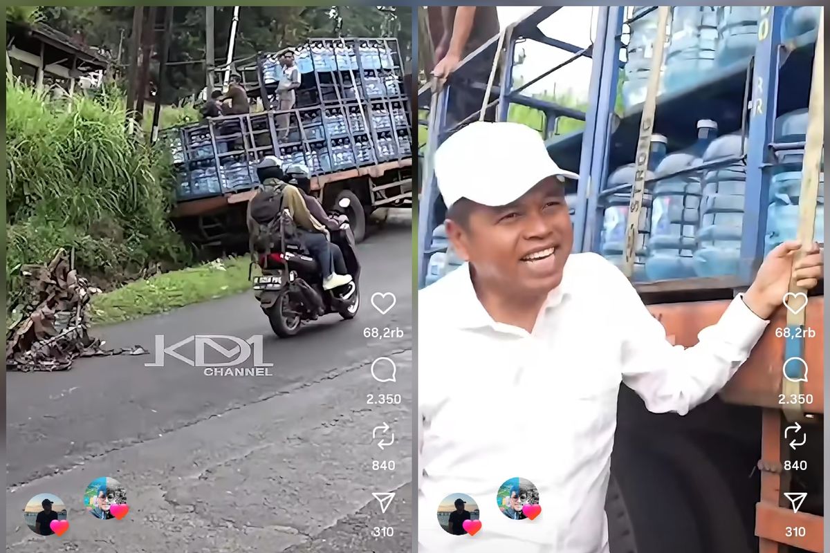 Ketika Dedi Mulyadi Pergoki Truk Pengangkut Galon Gagal Menanjak