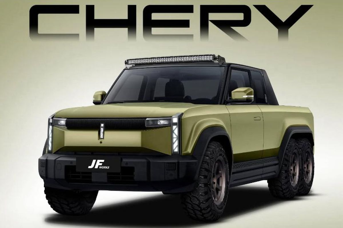 Chery, Chery J6, modifikasi, mobil listrik, modifikasi digital, Khayalan Chery J6 Diubah Jadi Pikap 6x6, Terinspirasi G63 AMG