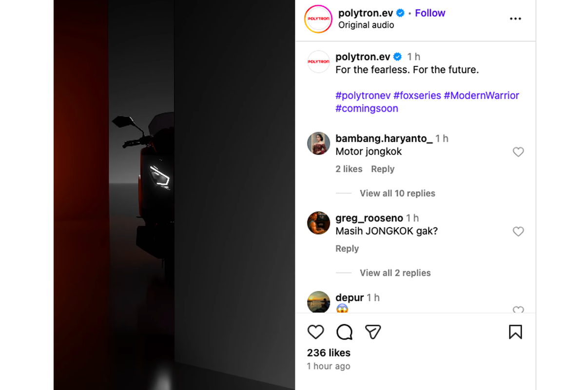 Polytron Sebar Teaser Motor Listrik baru, Fox 350?