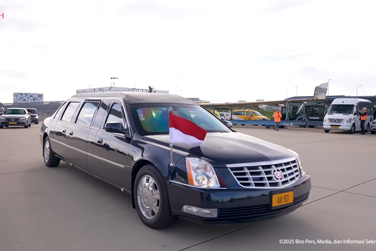 Prabowo Subianto, Presiden RI, Cadillac, Limousine, Kunjungan Presiden, Tiba di Belanda Prabowo Naik Limousine Cadillac Spesial Milik Kerajaan