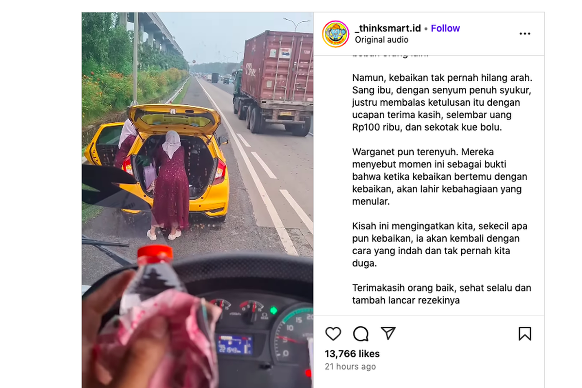 Ban Pecah, ban kempis, Viral Sopir Truk Bantu Ibu-ibu Ganti Ban di Tol, Dibalas Begini dari Ibu-ibu