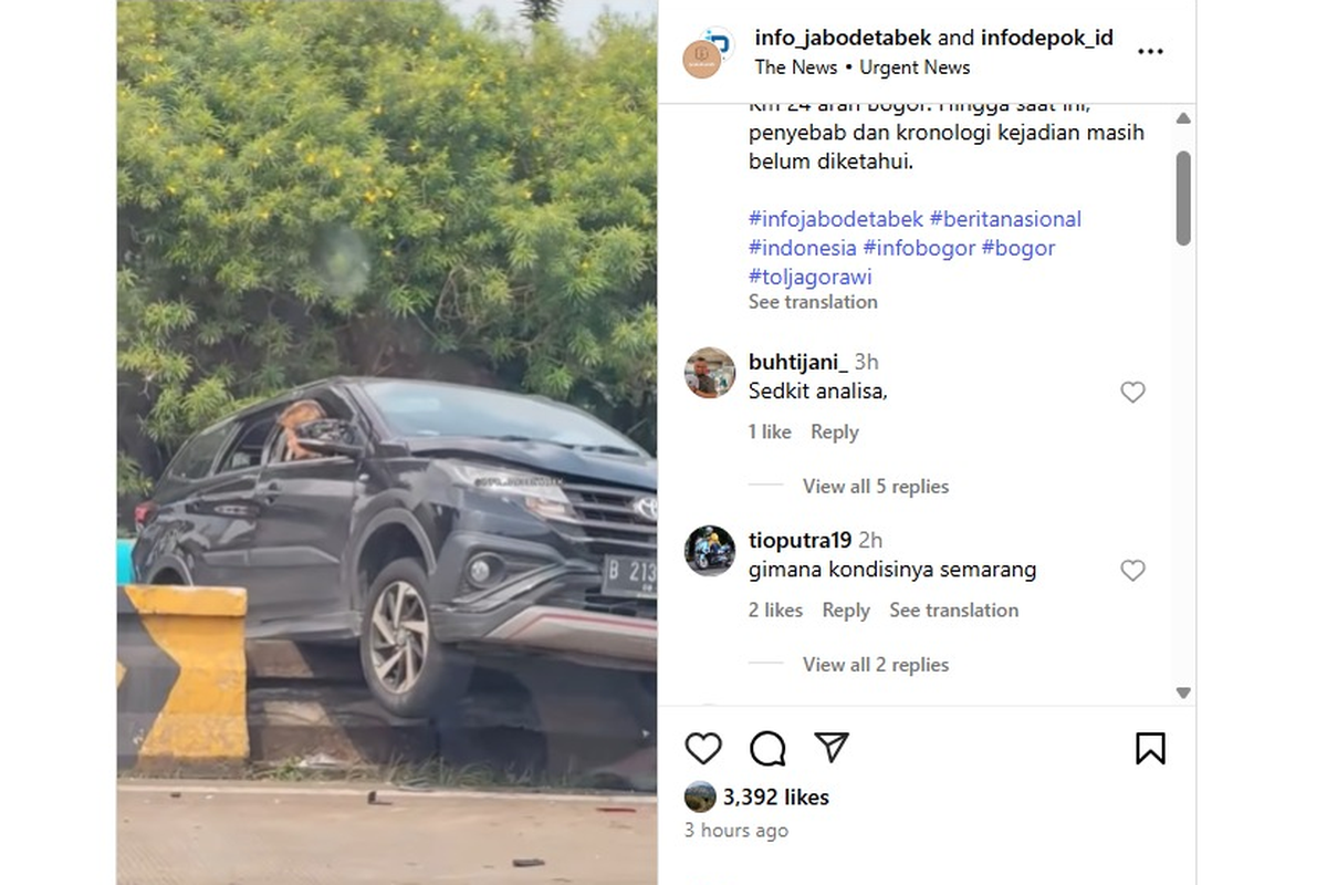 Kecelakaan, kecelakaan, tabrak belakang, Jasamarga, tol Jagorawi, Jasa Marga, mobil mogok, Tol Jagorawi, Kecelakaan di Tol Jagorawi, Tabrakan karena Ada Mobil Tiba-tiba Mogok