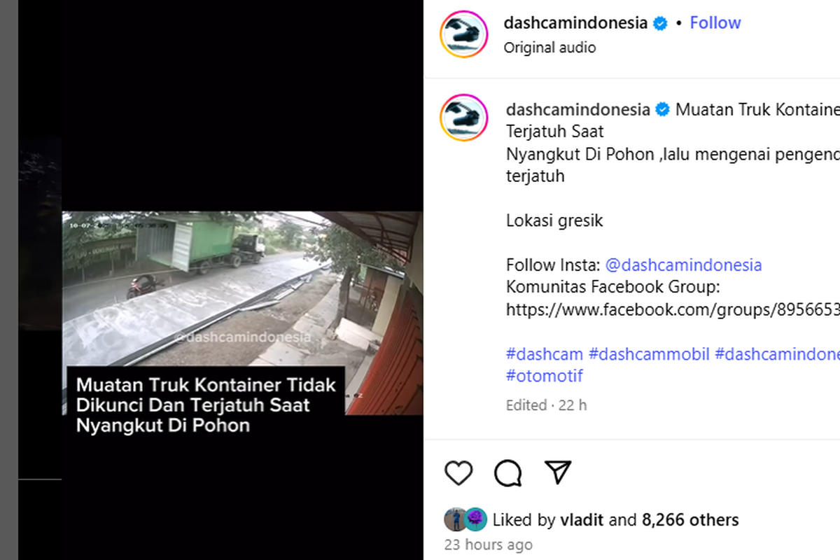 kecelakaan, truk, pengendara motor, truk kontainer, LLAJ, Muatan Truk Kontainer Lepas, Pengendara Motor Jadi Korban