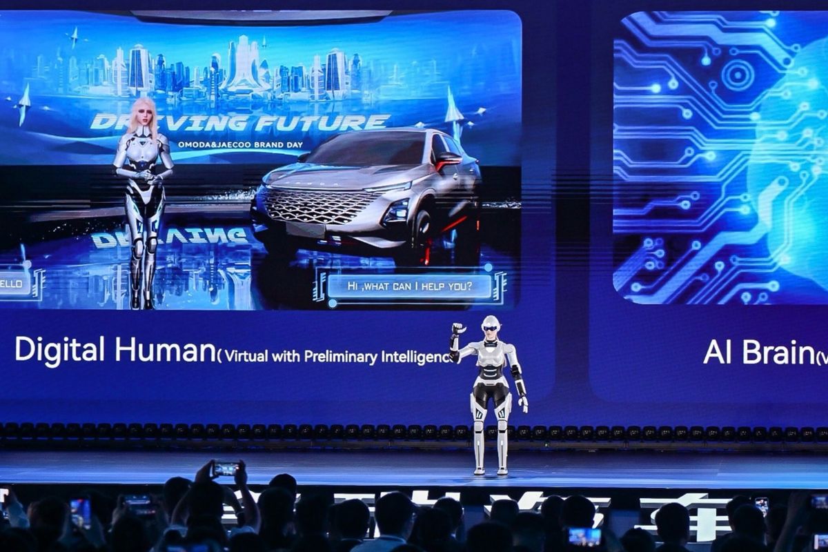 Robot, Chery, AiMOGA, Chery International User Summit, Mornine, Robot Humanoid Pimpin Presentasi di Ajang Inovasi Chery