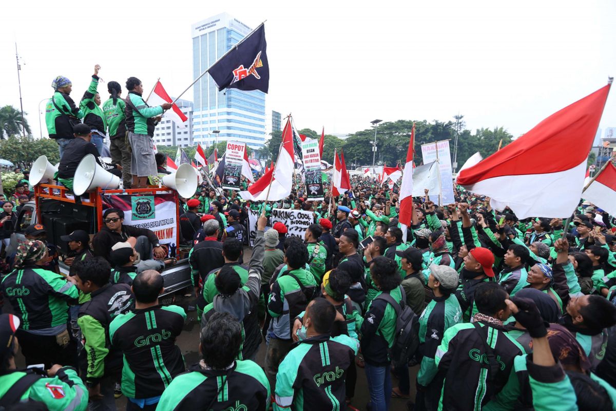 ojol, aksi unjuk rasa, Demo, rekayasa lalu lintas, demo ojek online, demo, Ada Demo Ojol Hari Ini, Rekayasa Lalu Lintas Bersifat Situasional