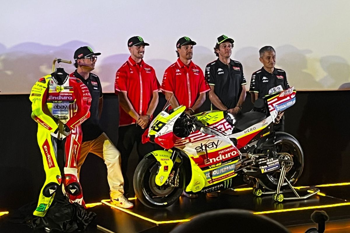 otomotif, Pertamina, kendaraan bermotor, motor, VR46 Racing Team, Rossi Datang ke Jakarta, Luncurkan Livery Khusus Buat MotoGP Mandalika