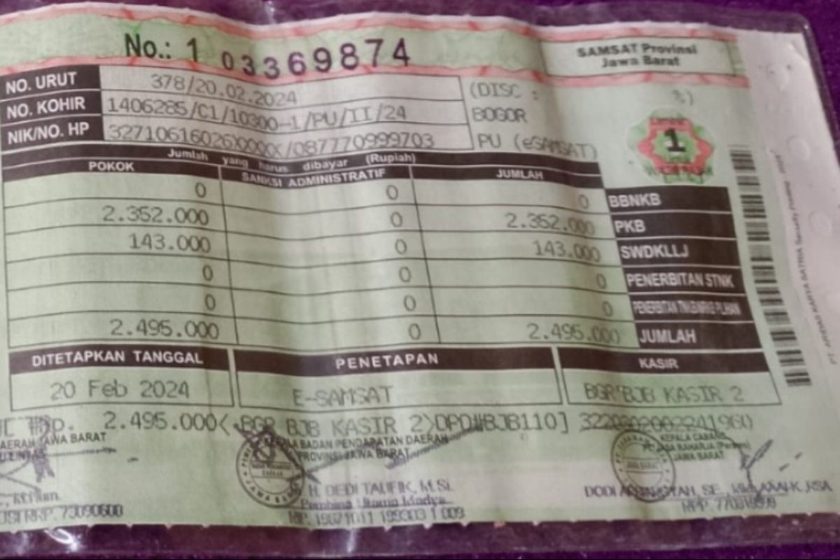 QR Code Pengganti Stempel di STNK Saat Bayar Pajak secara Online