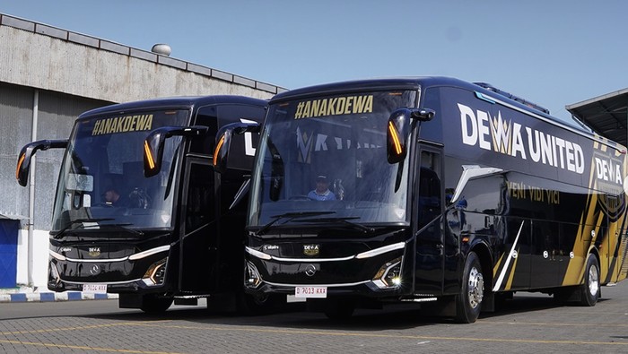 Array,Mewah Banget! Bus Baru Dewa United Pakai Bodi Adiputro dan Sasis Mercy