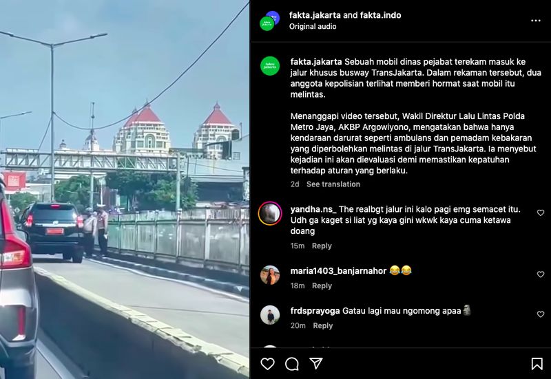 Array,Viral Mobil Dinas Dibiarkan Masuk Jalur TJ, Ini Ancaman Hukumannya