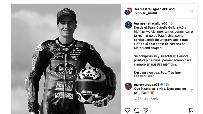 Array,Pebalap Muda Meninggal Dunia, Rider MotoGP Berduka
