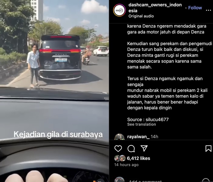 Array,Viral Pengguna Denza Sengaja Mundur Tabrakkan Mobil di Belakang