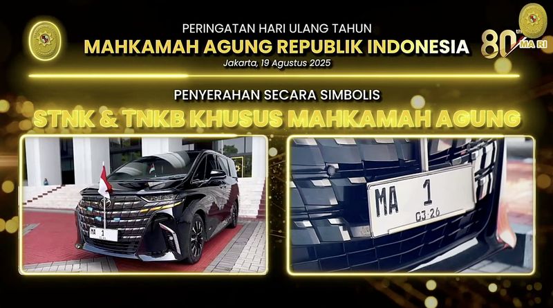 Array,Tak Lagi Pakai RI 8, Begini Tampilan Pelat Nomor Khusus Mahkamah Agung