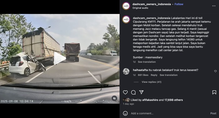 Array,Viral Kecelakaan Maut Honda Jazz Ngebut Berujung Nabrak Bokong Truk