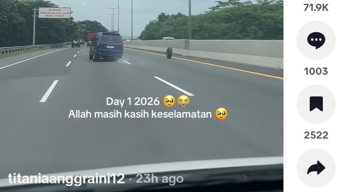 Ban Belakang Isuzu Panther Lepas, Gelinding Sendiri di Tol