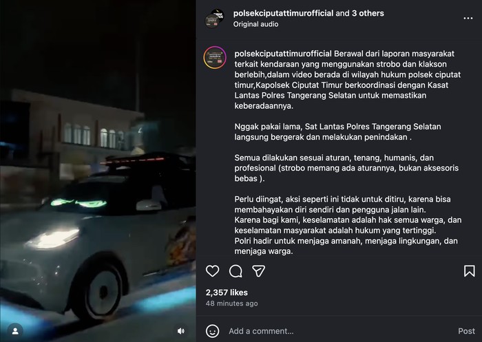 Viral Mobil Listrik Wuling Pakai Klakson Telolet dan Strobo, Endingnya Begini