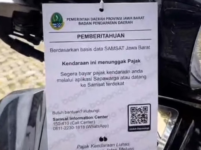 Mobil-motor Dipasang Hang Tag Gegara Nunggak Pajak? Ini yang Harus Dilakukan