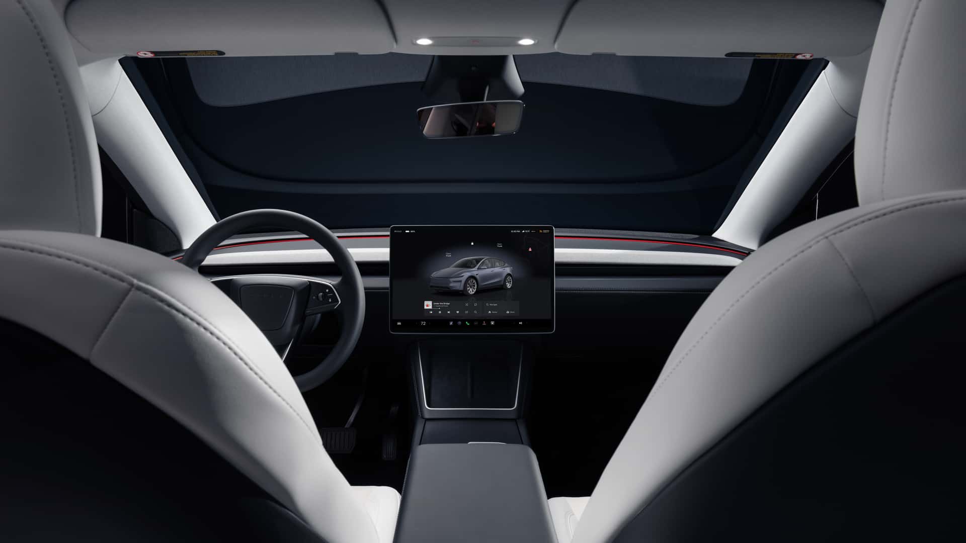 Tesla Model Y (2025) : lumière ambiante, vue de l'arrière