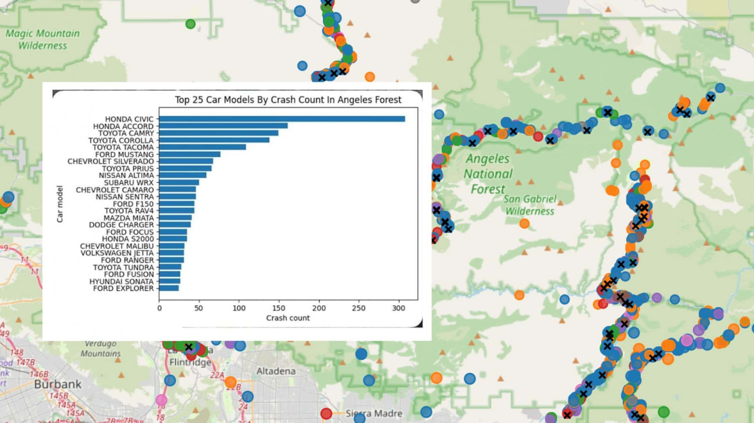 This Map Details Every Crash On Angeles Crest Highway
