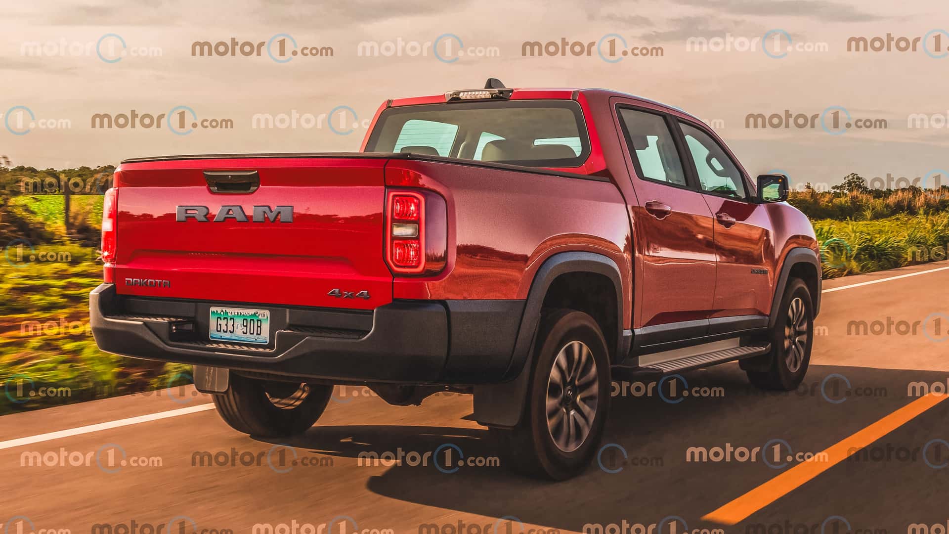 <p>Ram mid-size pickup truck rendering by Motor1</p>