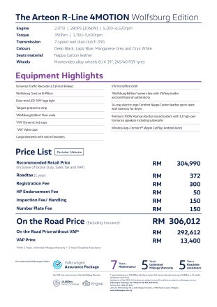 2025 Volkswagen Arteon R-Line Wolfsburg Edition Malaysia spec sheet-2 2025 Volkswagen Arteon R-Line Wolfsburg Edition Malaysia spec sheet-2