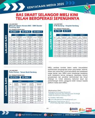 Smart Selangor bus SJ schedule 2 Smart Selangor bus SJ schedule 2