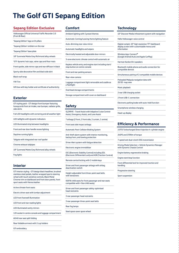 Volkswagen Golf GTI Sepang Edition brochure-2 Volkswagen Golf GTI Sepang Edition brochure-2