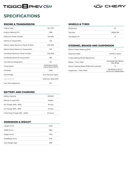 2025 Chery Tiggo 8 PHEV specs-1 2025 Chery Tiggo 8 PHEV specs-1