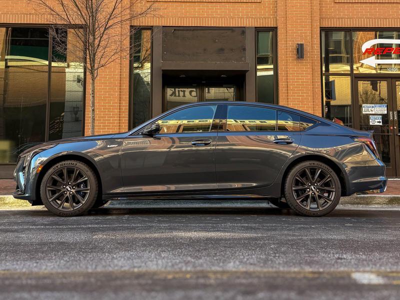 At 195 inches long, the Caddy is about six inches longer than the Mercedes C-Class and nearly a foot longer than the BMW 3-Series