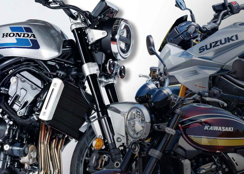 名車のDNAを受け継ぐ3台を徹底比較！ CB1000Fコンセプト・Z900RS・KATANAのスタイリングをチェック