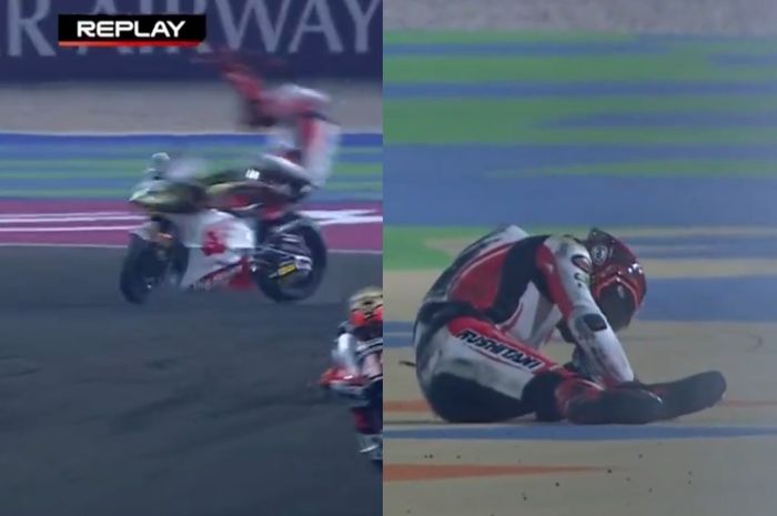 MotoGP, pembalap indonesia, motogp qatar, moto2 qatar, mario aji, Mario Aji Terkapar di Moto2 Qatar 2025, Begini Update Kondisinya