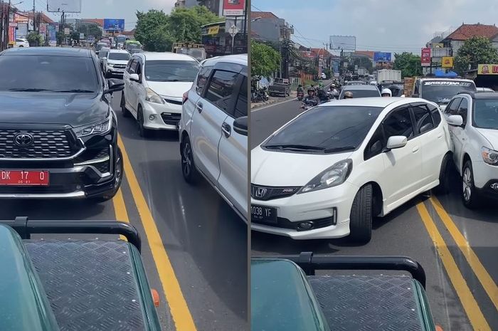 lawan arah, land rover, land rover defender, Langgar Marka Jalan, Denpasar Bali, Land Rover Hijau Viral di Denpasar, Hobi Bikin Gelagapan Mobil dan Motor Buta Aturan