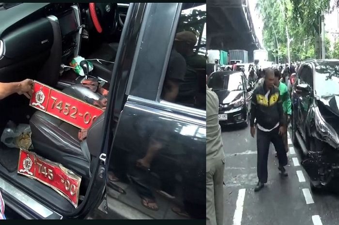 toyota fortuner, pelat dinas palsu, Pelat Dinas Lemhanas, Kecelakaan Beruntun Jakarta Timur, Polisi Curiga, Pelat Dinas Lemhanas di Toyota Fortuner Laka Beruntun Utan Kayu Diduga Palsu