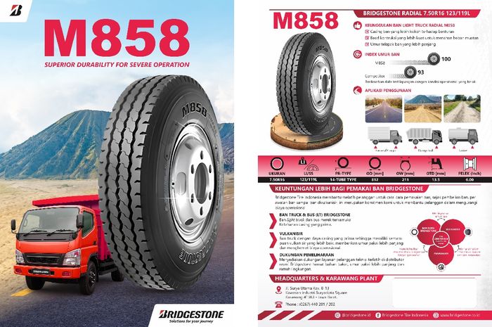 ban baru, ban truk, bridgestone, Ban Kendaraan, ban kendaraan niaga, Pakai Nama M858, Ini Kelebihan Ban Baru Bridgestone Khusus Kendaraan Niaga