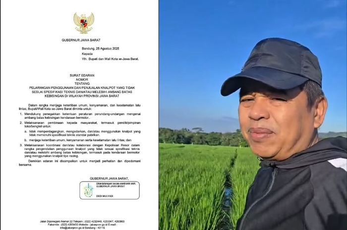 dedi mulyadi, knalpot racing, Knalpot Brong, dilarang jual knalpot brong, Surat Edaran Dedi Mulyadi, Dedi Mulyadi Bikin Gebrakan Baru, Terbitkan SE Dilarang Jual dan Pakai Knalpot Racing