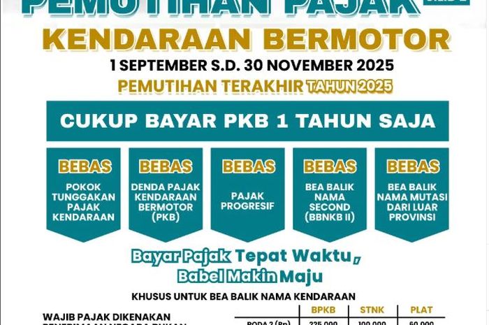 Pajak, pemutihan, pemutihan pajak kendaraan, Pemutihan pajak Bangka Belitung, Pemutihan Bangka Belitung, Kondisi Serba Susah, Pemutihan Pajak Kendaraan Jilid 2 Kembali Digelar di Provinsi Ini
