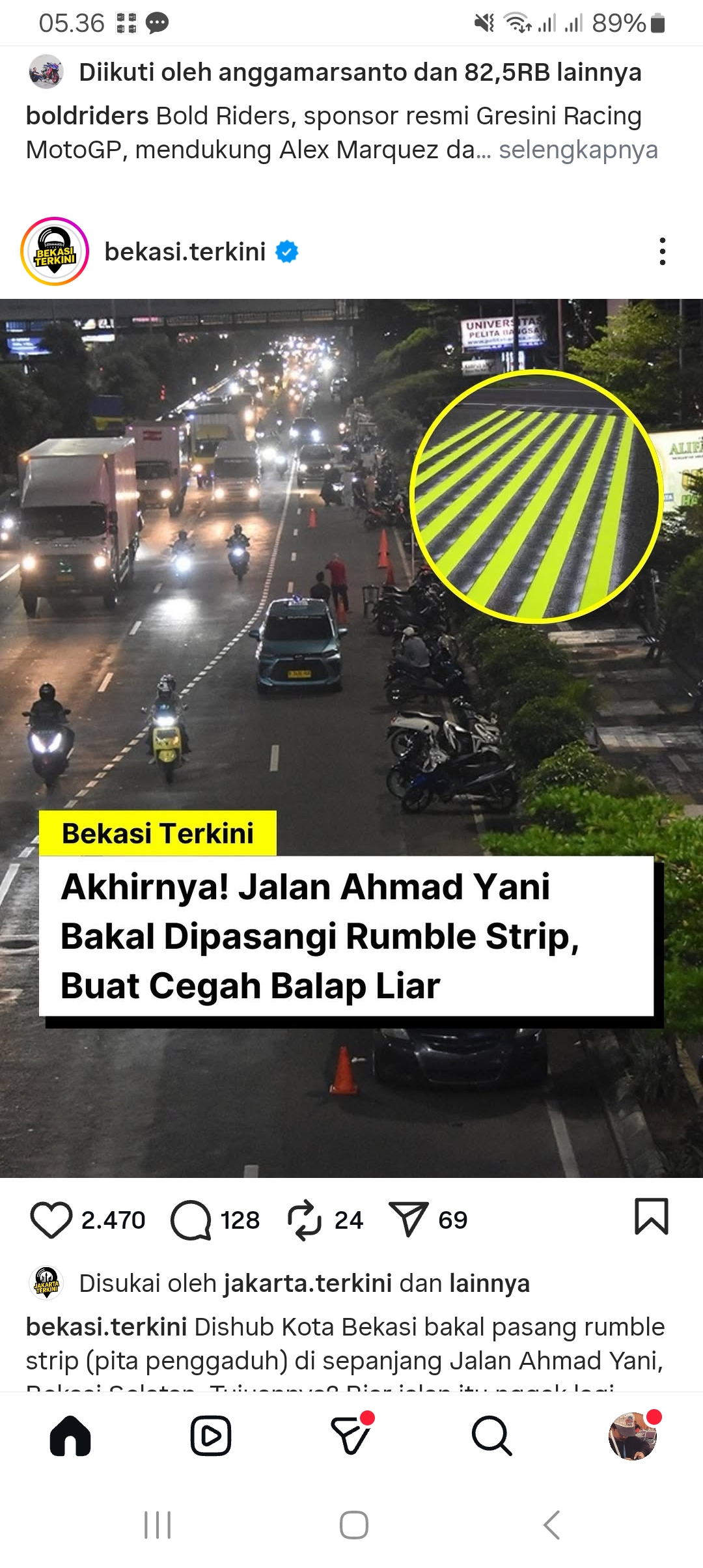 balap, balap liar, kota bekasi, jalan ahmad yani, dishub bekasi, Bekasi Bakal Pasang Rumble Strip, Shockbreaker Nangis Buat Balap Liar