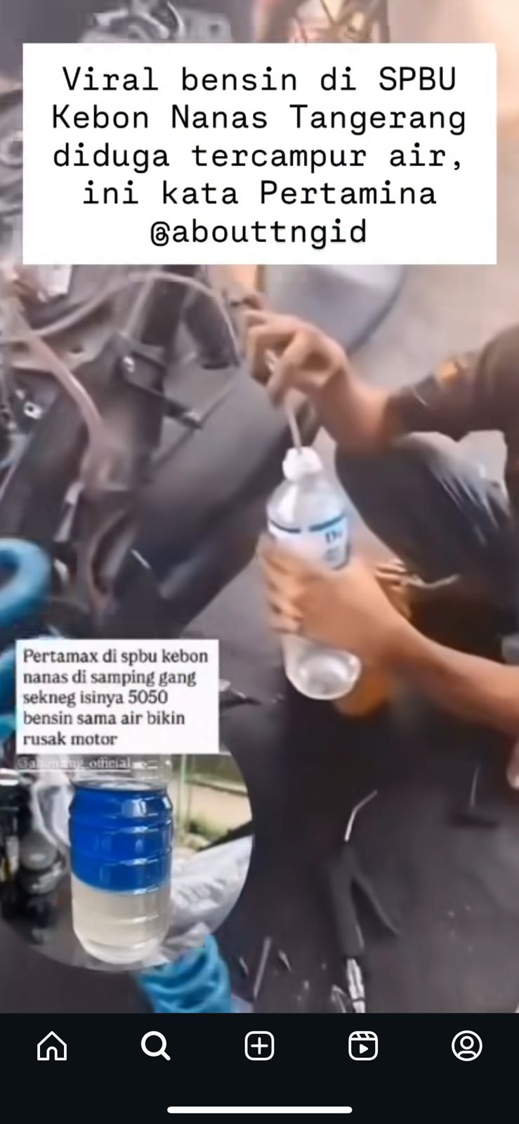 pertamina, Bensin Tercampur Air, tangki bbm kemasukan air, SPBU Pertamina Cikokol, Geger, Motor Mogok Dinarasikan Akibat Bensin Pertamax Tercampur Air