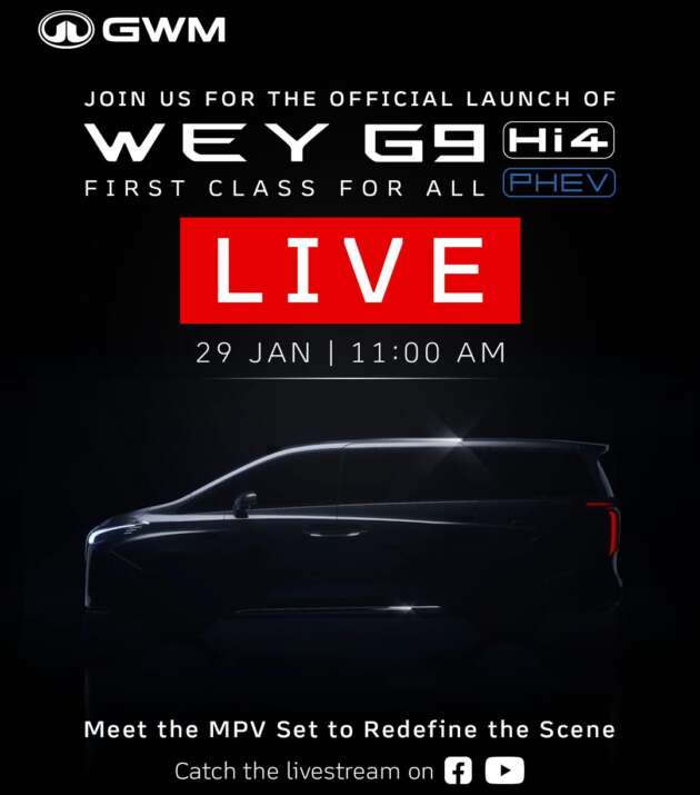 GWM Wey G9 Malaysian launch tomorrow, watch it live